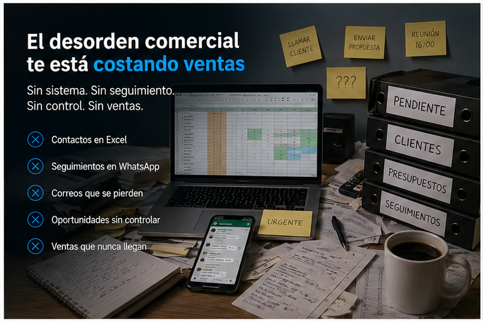 Desorden comercial en PYMES con Excel WhatsApp correos y falta de seguimiento